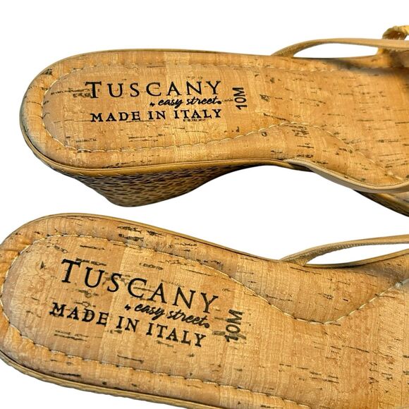 Tuscany Tan Slide Easy Street Wedge Sandals Made in Italy‎ - Size 10 - Picture 10 of 12